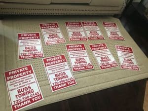 colorado springs towing signage, bugs towing